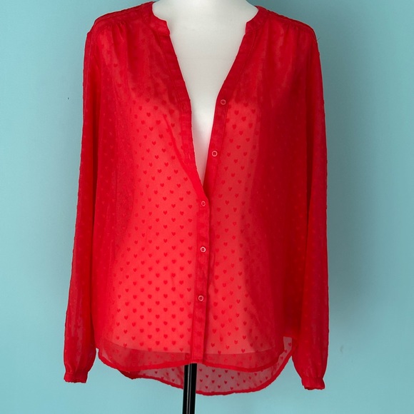 LC Lauren Conrad Tops - Lauren Conrad Pink Sheer Top Size Medium Long Sleeve
